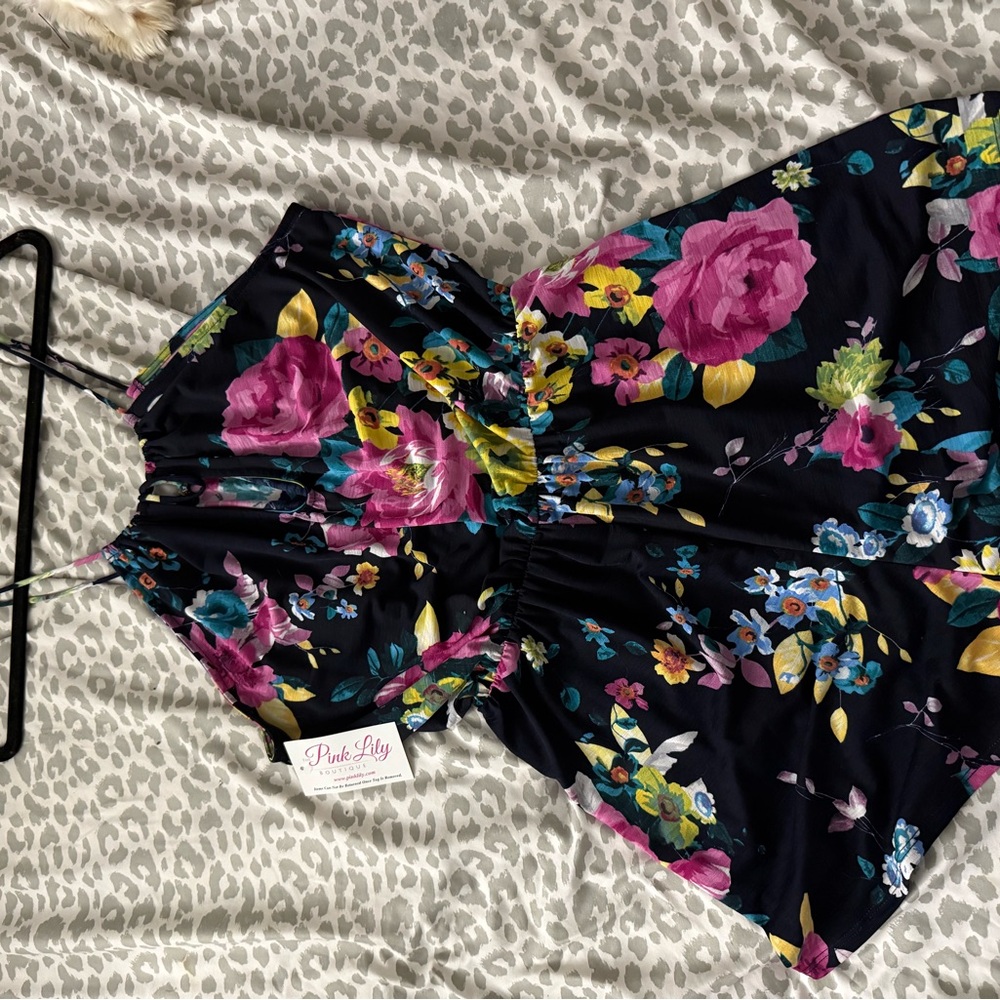 Pink Lily Vibrant Floral Romper